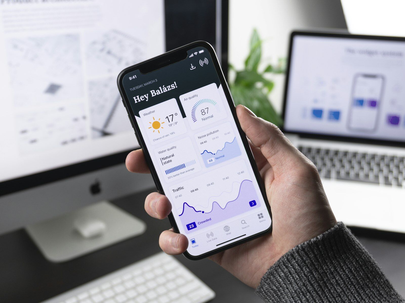Application mobile en cours d'utilisation sur smartphone
